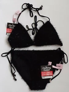 Ladies - Bikini - Black - Tinsel Effect - Size10 - Ex River Island - Brand New - Picture 1 of 2