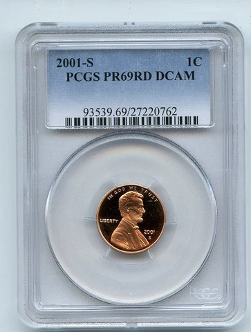 2001 S 1C Lincoln Cent PCGS PR69DCAM Cover