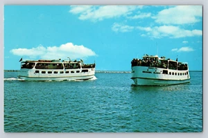 Postcard Two Arnold Line Ferries at Mackinac Island Entrance Unposted - Picture 1 of 2