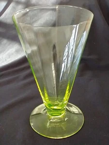 Antique Footed Water Tumbler Cone Shape Vaseline Glass 1920-1940s Elegant Glass - Picture 1 of 7