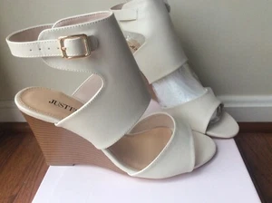 Just Fab - Wedges Gemma Eggshell ~ 9 - Picture 1 of 2