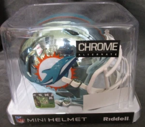 MIAMI DOLPHINS RIDDELL SPEED CHROME MINI HELMET NEW IN BOX - Picture 1 of 1