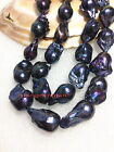 AAAAA LONG NATURAL 35" 30mm south sea baroque Blue green black pearl necklace