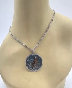 SARAH COVENTRY SILVERTONE ROBIN BIRD PENDANT NECKLACE, "SPRING SONG", SIGNED - Picture 1 of 6