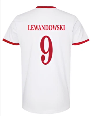 Robert Lewandowski #9 T-Shirt Polska With Eagle Euro 2024 Soccer Poland Jersey - Image 1 of 4