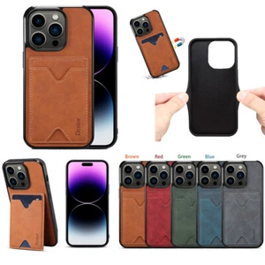 For iPhone 16 Pro Max 15 14 13 12 Leather Protective Skin Card Slot Phone Case - Picture 1 of 31