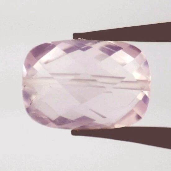 ROSE QUARTZ 11 x 7.5 MM CUSHION BRIOLETTE CUT BEAD DRILLED 2 PC SET F-1662 - Image 1 of 1