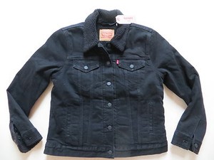 Levi's Damen Jacke Jeansjacke Gr. L, NEU ! schwarz, schwarzes Fell-Futter, RAR !