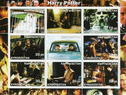 Harry Potter Stamps Kyrgyzstan 2002 MNH Hermione Granger Dumbledore Owls 9v M/S Cover