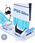 PS5 Slim Stand and Cooling Station with Dual Controller Charging Station Fast