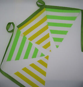 Party Bunting Stripes yellow green Nursery Bedroom Decor fabric  