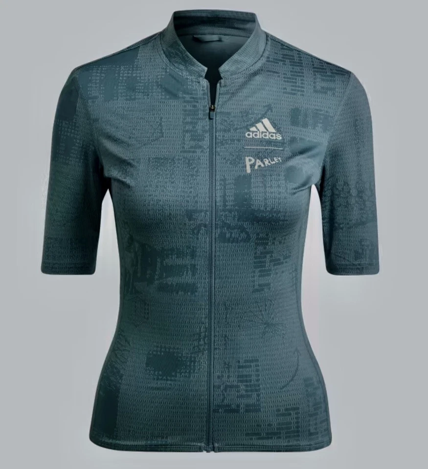 Women Medium Adidas x PARLEY Heat RDY Cycling Jersey HI6832 Green Blue