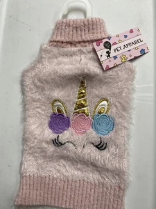 Maglione PET APPAREL rosa mohair "UNICORNO" cucciolo/cane piccolo nuovo con etichetta - Foto 1 di 2