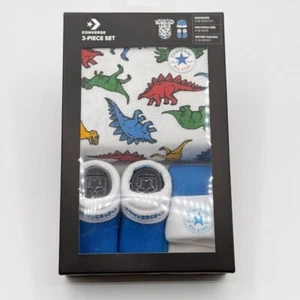Converse Set Regalo Bambino 3 Pezzi Dinosauro Body Calze Cappello 6-12 Mesi - Foto 1 di 8