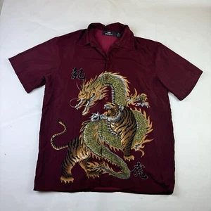 City Impact Fire Dragon Dual Button Up Shirt Mens Size XL All Over Polyester - Picture 1 of 9