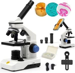 Compound Monocular Microscope Kit for Students Beginners, 80X-2000X STEM Kit.... - Picture 1 of 6