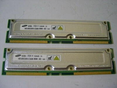 256mb (2x 128mb) RDRAM RIMM SAMSUNG PC800-45 800 MHz mr16r0828bn1-ck8 - Immagine 1 di 2