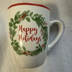 Royal Norfolk Weihnachten Kaffeebecher Happy Holidays Inside Wreath Tee 16oz - Bild 1 von 4