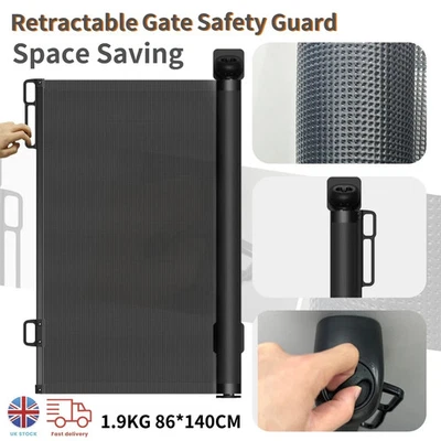 Retractable Pet Dog Gate Safety Guard Folding Baby Toddler Stair Gates Isolation - Image 1 of 4