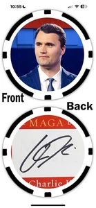 CHARLIE KIRK - PATRIOTA DE EE. UU. - FICHA CONMEMORATIVA DE PÓKER *FIRMADA* - Imagen 1 de 2
