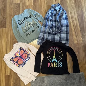 Girls' Graphic Long Sleeve Shirts Set - Butterfly, Paris, Queen Designs BUNDLE  - Picture 1 of 1