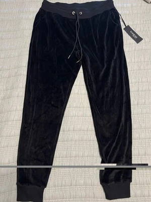 Новый с Ярлыками Bebe черный бархат бегун спортивные штаны со стразами украшенный логотип размер M Y2K - Изображение 1 из 4