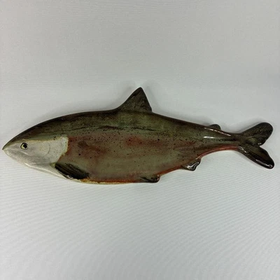 Plato de pescado salmón plato para servir hecho a mano Christina Boyd Custer WA rústico Foto 1 de 4