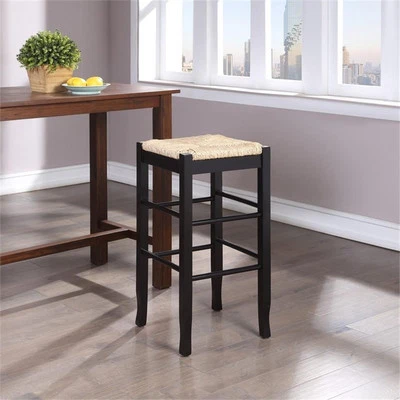 Boraam Square Rush Bar Height Backless Bar Stool - Black - Image 1 of 4