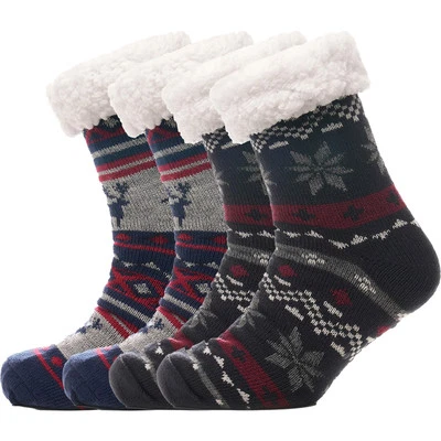 Mens Socks Fairilse Lounge Fluffy Sherpa Fleece Lining Christmas Gripper Socks - Image 1 of 2