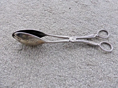Silver Plate EPNS Scissor Style Salad Serving Tongs - Image 1 of 4