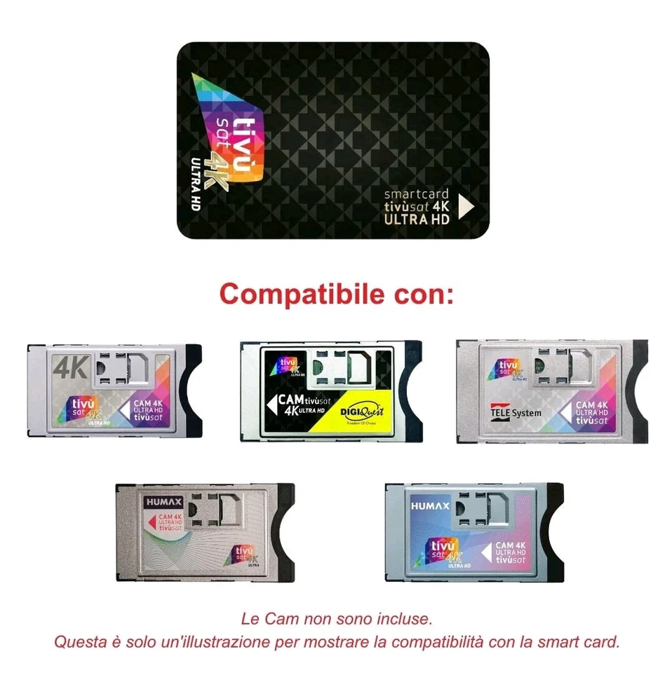 SCHEDA HD 4K  ULTRA, TIVÙSAT SENZA CAM, COMPATIBILE SOLO CON LA CAM HD 4K ULTRA  - Immagine 1 di 1