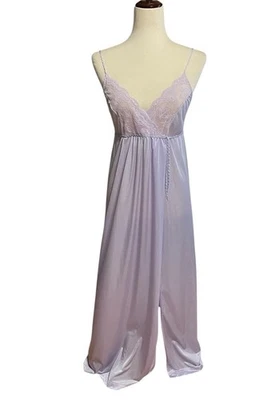 Camisón Gilead Vintage Lavanda Encaje Ribete Vestido Sin Mangas Pequeño S/M Nylon EE. UU. Foto 1 de 4
