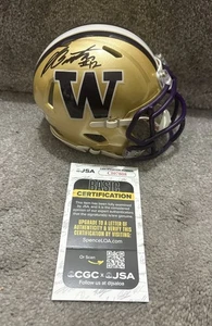 MINI CASCO DE FÚTBOL AMERICANO FIRMADO POR DENZEL BOSTON WASHINGTON HUSKIES PRUEBA CERTIFICADO DE AUTENTICIDAD JSA - Imagen 1 de 6