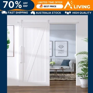Sliding Door Hardware Kit 200 cm Steel White Easy Install Home Decor Renov 51702 - Picture 1 of 7