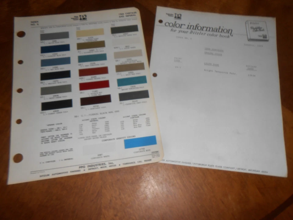 1968 CHRYSLER И ИМПЕРСКИЙ ЦВЕТ КРАСКИ СКОЛЫ БРОШЮРА / 20 СКОЛОВ + ВЕСЕННИЙ ЦВЕТ - Изображение 1 из 1