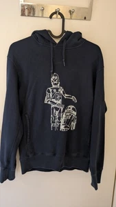 Uniqlo X Star Wars R2D2 C-3PO Hoodie Size XS Blue Pockets Fair - Picture 1 of 8