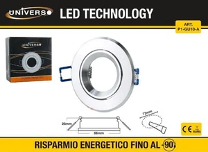 PORTAFARETTO GU10 IN METALLO UNIVERSO 72MM COLORE ARGENTO P1-GU10-A - Foto 1 di 3