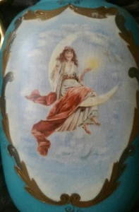 SUPERB VINTAGE BEEHIVE MARK ROYAL VIENNA ? 12" LADY ON THE MOON PORTRAIT VASE - Picture 1 of 8