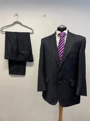 MAGEE 2PC SUIT PURE NEW WOOL IN NAVY/GREY STRIPE 42S TRS W38 L28 MINT (0036) - Image 1 of 4