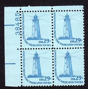 Scott #1605 Sandy Hook Lighthouse Plate Block of 4 Stamps - MNH P#38485 - Picture 1 of 2
