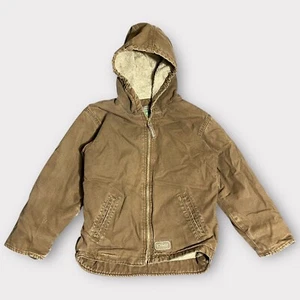 CE Schmidt Jacket Youth Medium Brown Sherpa Lined Work Wear Hooded Barn 10 12 - Picture 1 of 14