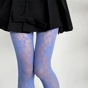 WOMEN'S GOTHIC FLORAL FLOWER PATTERN MESH FISHNET PANTYHOSE STOCKINGS TIGHTS - Picture 1 of 23
