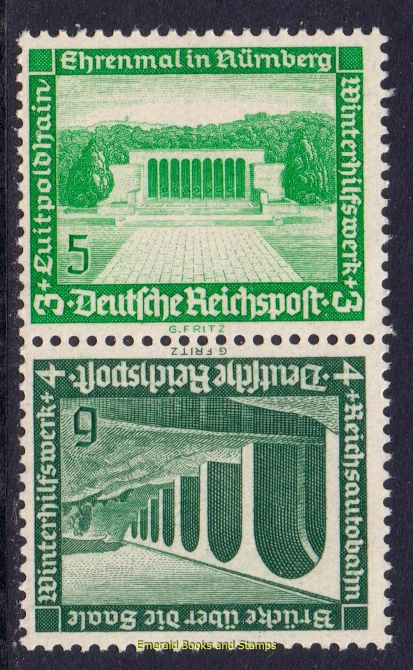 EBS Germany 1936 - Modern Buildings - tête-bêche - Michel SK29 - MNH** - Image 1 of 1