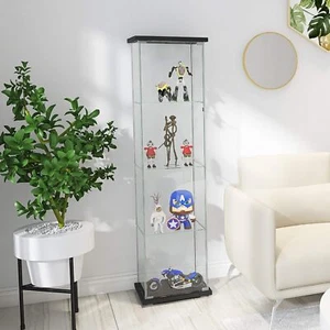 4 Shelves Glass Display Cabinet Display Floor Standing w/Door Curio Bookshelf US - Picture 1 of 10