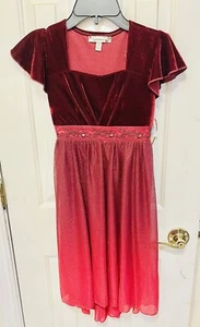 Speechless Girls Youth Dress Velvet Wine Red Party Short Sleeve Soft Size 12 - Picture 1 of 10