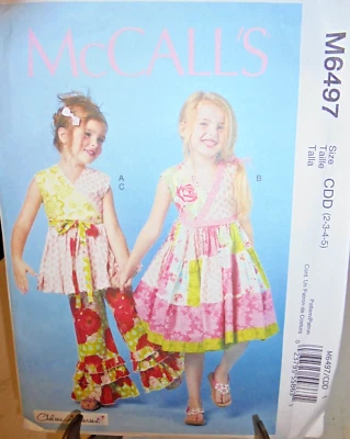 McCall's M6497 Girl's Top-Dress-Pants pattern-Sizes 2-8, NEW FF, rel. 2012 - Image 1 of 2