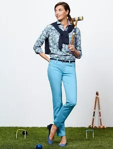 CLEARANCE!! ~ NEW $69 TALBOTS Blue Floral Cotton Lawn Popover Blouse,Top Sz 2 - Picture 1 of 4