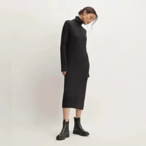 EVERLANE Wool Blend Ribbed Midi Dress Turtleneck Minimalist Preppy XX-Small XXS - Picture 1 of 15