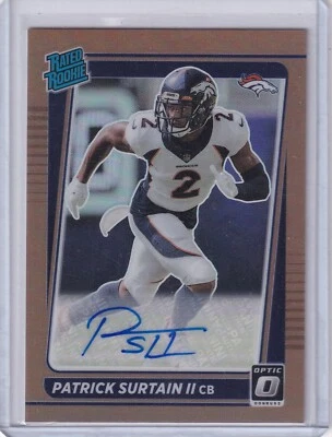 Patrick Surtain II 2021 Panini Donruss Optic Bronze Prizm Rated Rookie Rc Auto - Image 1 of 2