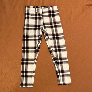 Fab Kids Girls Leggings Medium 6/7 White With Stripes  - Picture 1 of 7